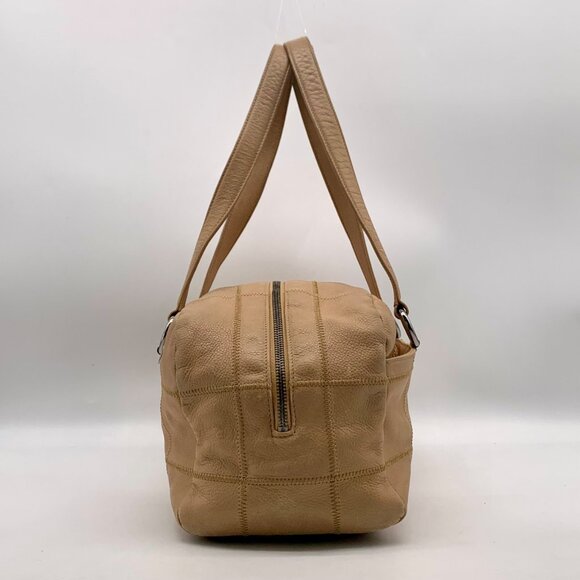 Chanel Beige Square Quilted Caviar Leather LAX Bowler Bag - Picture 4 of 13